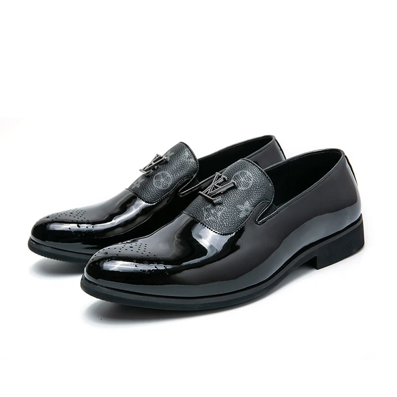 Men's Genuine Leather Tassel Loafers Black Formal Dress Shoes Slip-On Wedding Brogues 2025 Fashion Casual Loafers