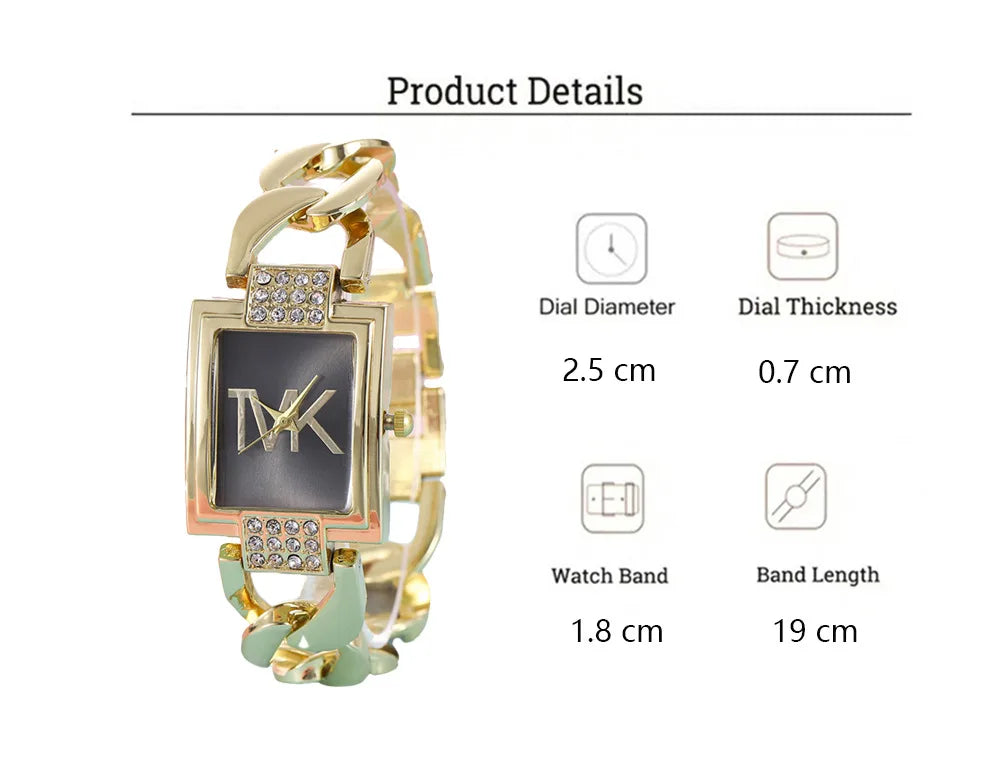UTHAI Watch Women Square Diamond Inlaid Square Light Luxury Fashion Quartz Watches Metal Female Bracelet Wristwatch Girl Clock