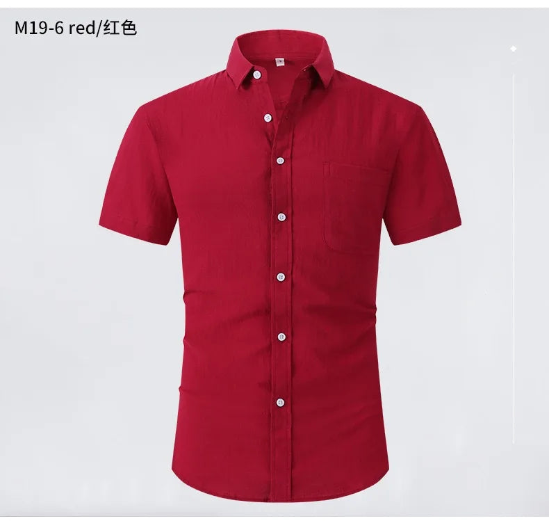 Men's short-sleeved shirts are casual, trendy, comfortable, cool on the street, versatile, simple and slimming in summer