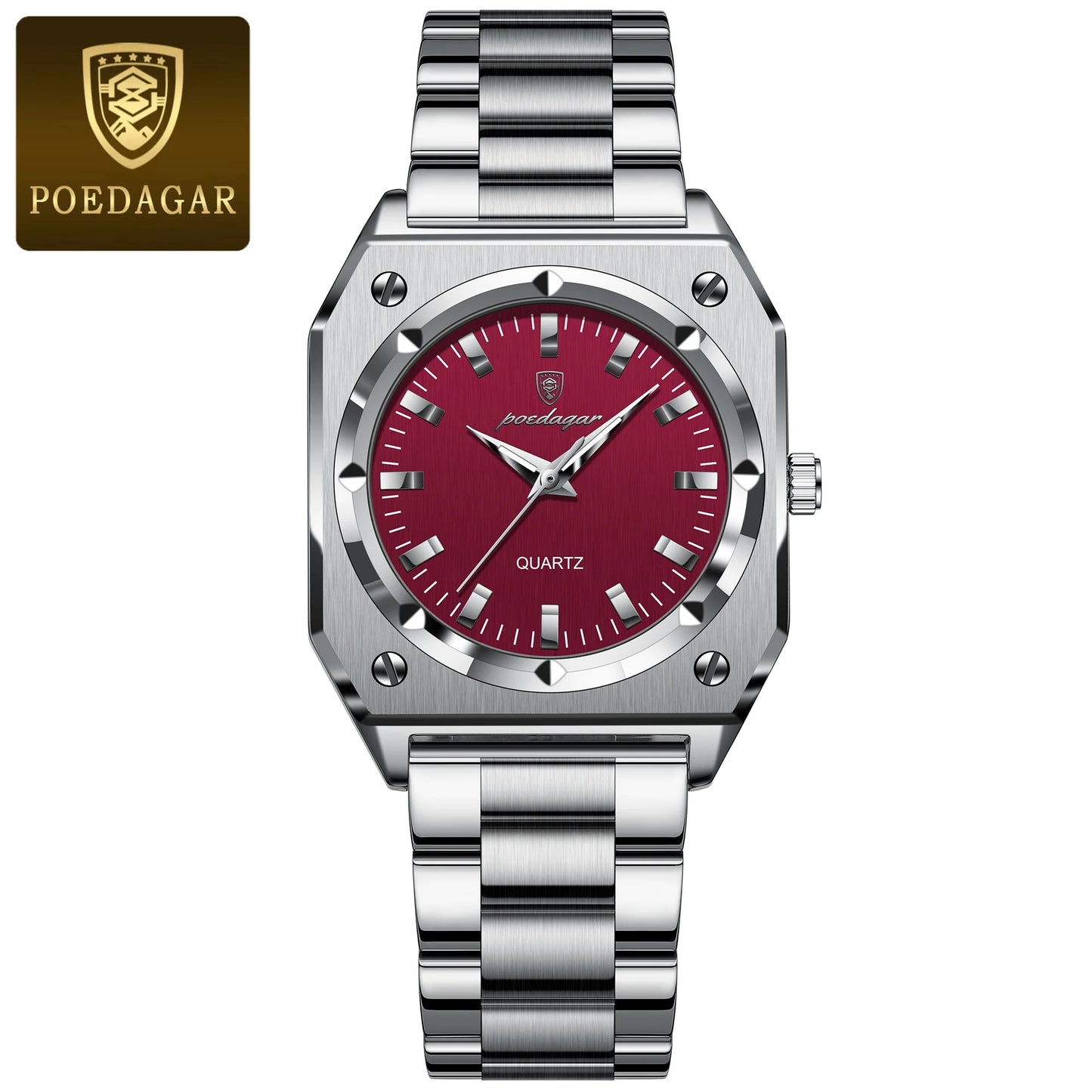 POEDAGAR Fashion Square Ladies Wristwatch Stainless Steel Waterproof Luminous Woman Watch Elegant Luxury Women's Quartz Watches