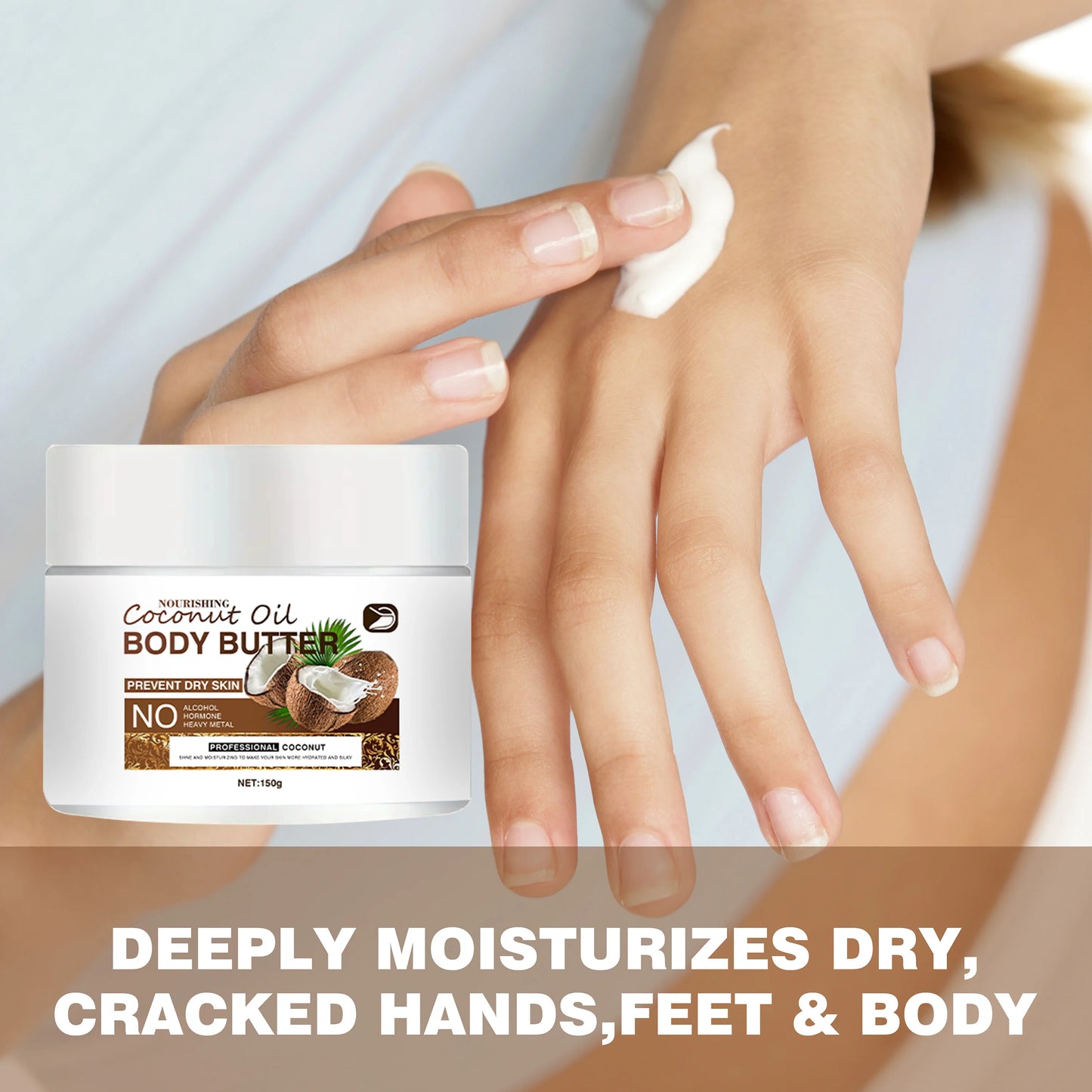 Ottilavie Coconut Oil Body Cream: With Coconut Oil & Aloe, Deep Hydration for All Skin Types, Non-Greasy, Ideal Gift