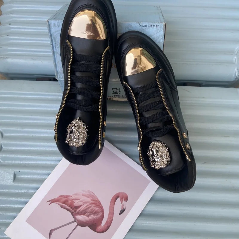Men's High-Top Designer Sneakers - Casual Athletic Shoes with Zip Detail