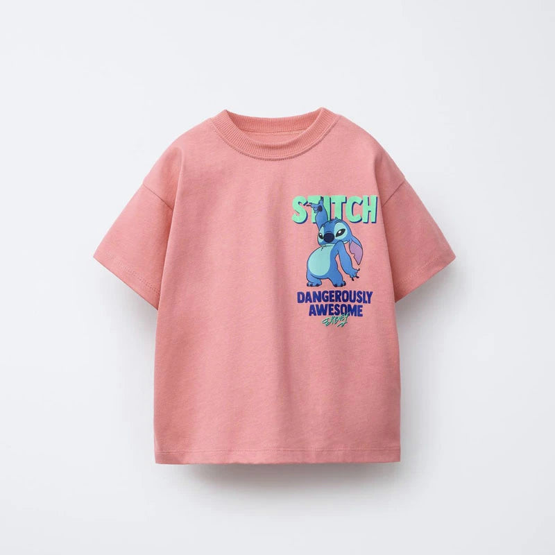 Boys Cartoon T Shirt Casual Loose Pure Cotton Short Sleeve Bottoming Shirt Girls Baby New Printed Tees Cute Round Neck Tops