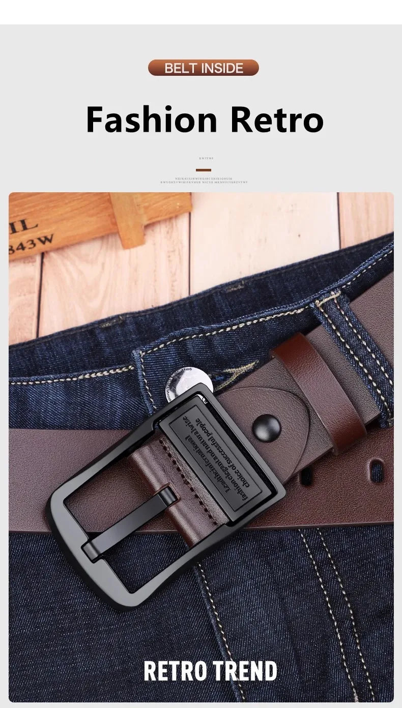 Leather For Men's High Quality Buckle Jeans Cowskin Casual Belts Business Cowboy Waistband Male Fashion Designer