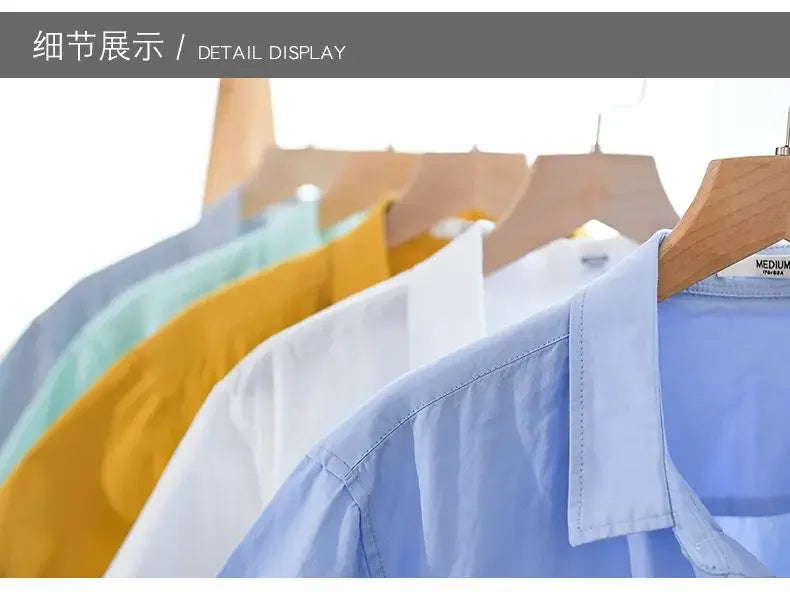 Men's Clothing Short Sleeve Shirt Square Neck Business Casual Cotton Workwear Stylish Summer Top Trendy New