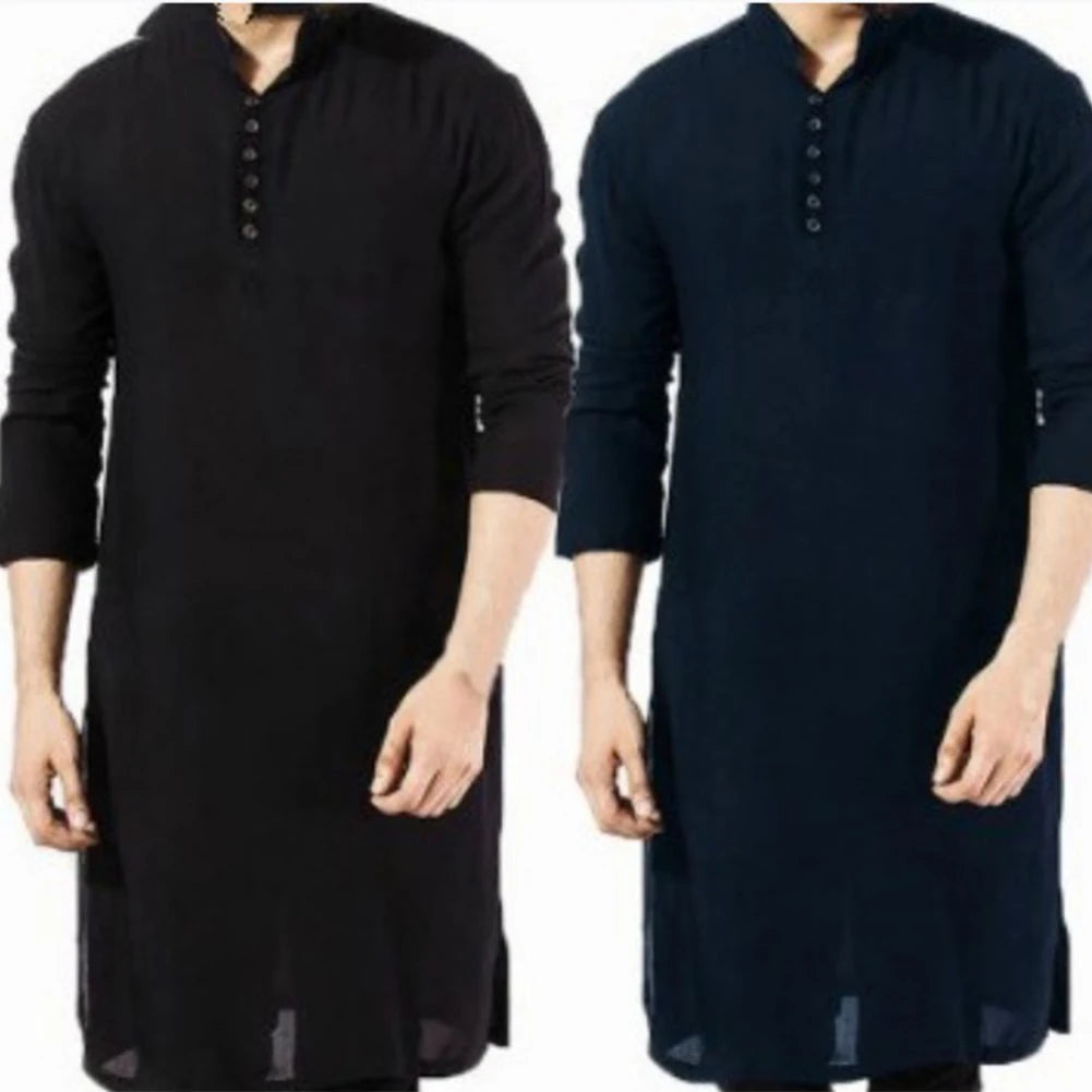 Mens Indian Traditional Kurta Shirt Long Sleeve Cotton Ethnic Kaftan Tunic Blouse for Men, Sizes M-3XL, Authentic Cultural Wear