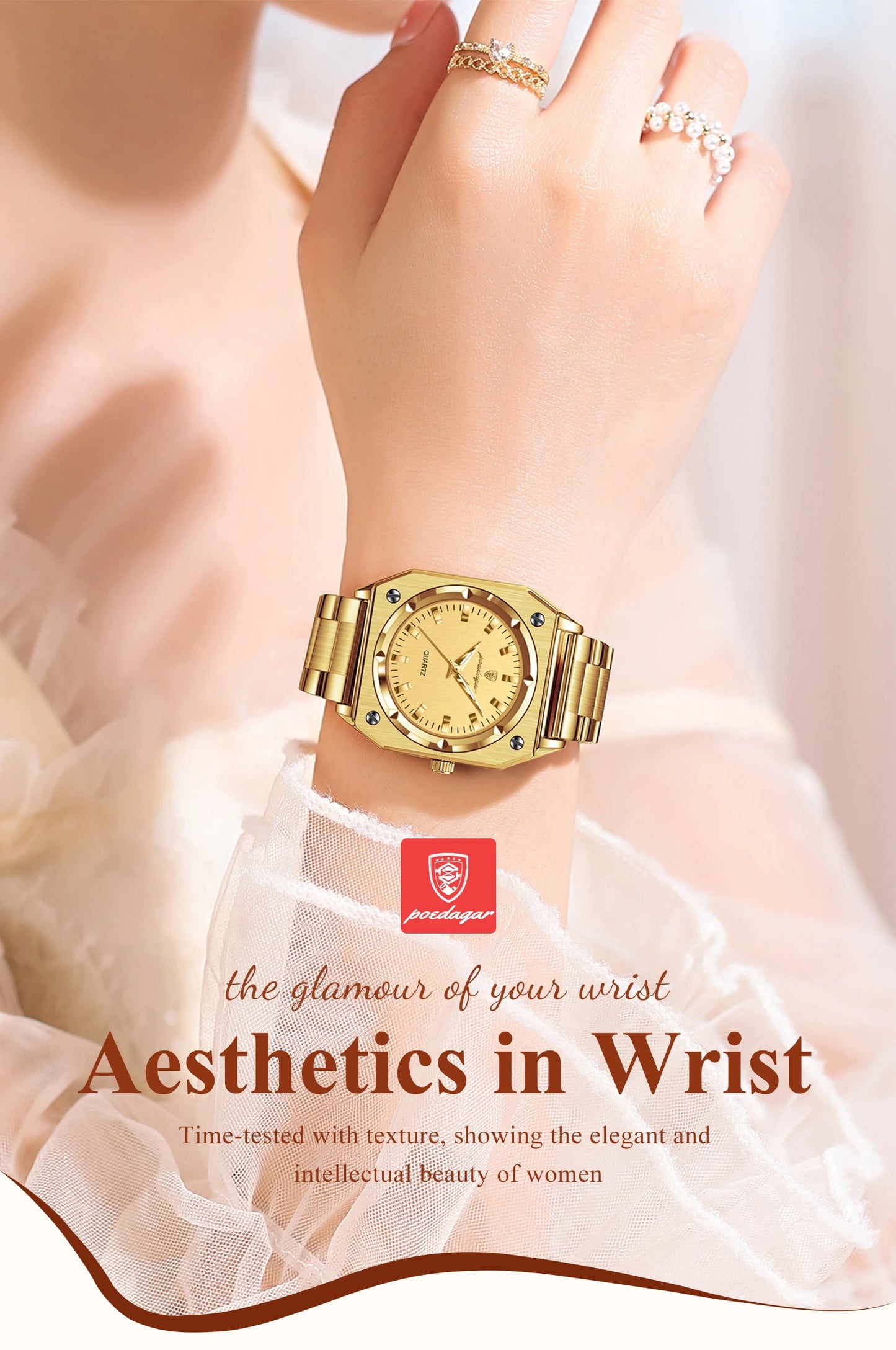 POEDAGAR Fashion Square Ladies Wristwatch Stainless Steel Waterproof Luminous Woman Watch Elegant Luxury Women's Quartz Watches