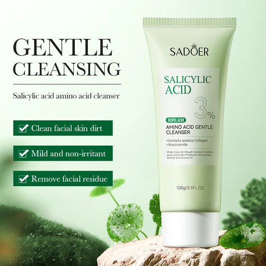 1/2pcs SADOER Salicylic Acid Facial Cleanser Face Wash Foam Face Cleanser Moisturizing Facial Cleansing Face Skin Care Products