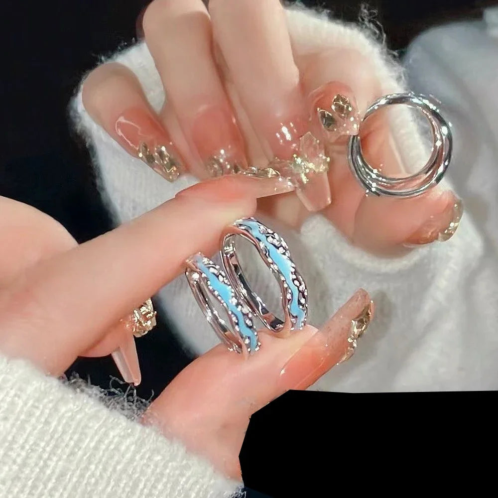 Romance Luminous Couple Ring Fashion Women Men Adjustable Finger Glow in Dark Blue Light Rings Vintage Luxury Love Couples Rings