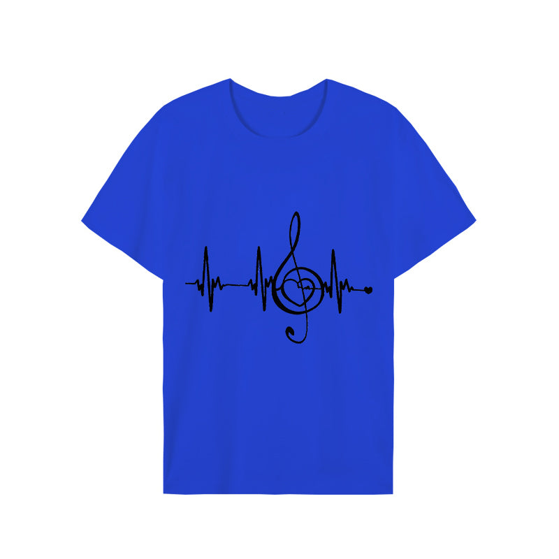 Men's Black Shirts Short Sleeves T-Shirts Oversized Summer Tops Music Note Heartbeat Funny Tshirts for Men Design Music Tee Tops