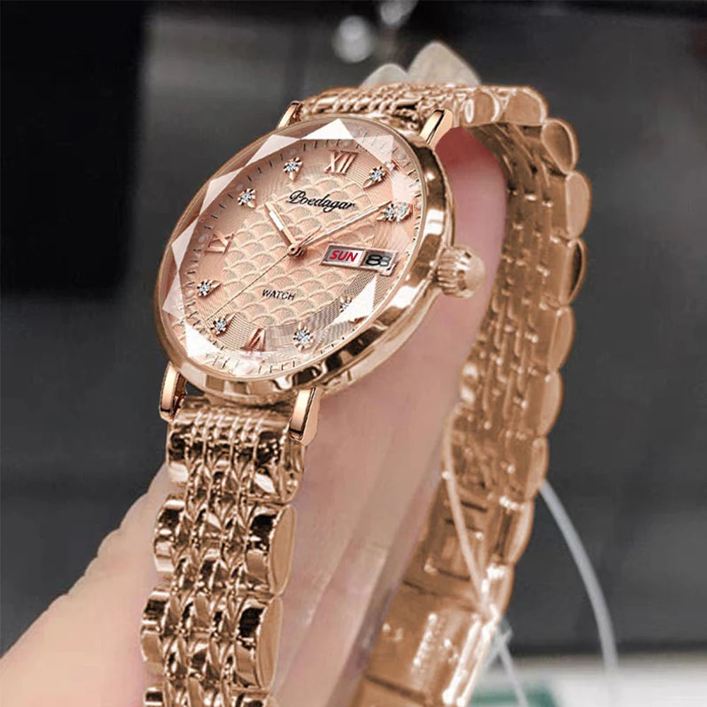 POEDAGAR Fashion Watches For Women Waterproof Luminous Stainless Steel Woman's Wristwatch Luxury Elegant Ladies Watch Gift Reloj