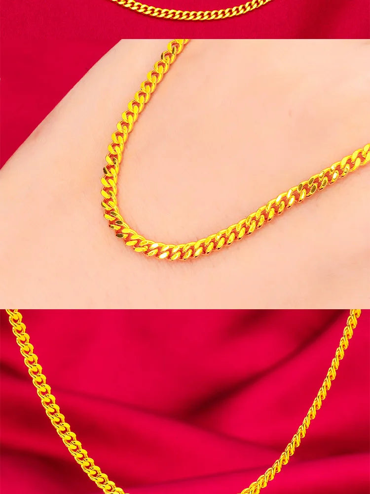 Women's 24K Gold S-Clasp Necklace, AU999 Fine Gold, Stylish & Versatile