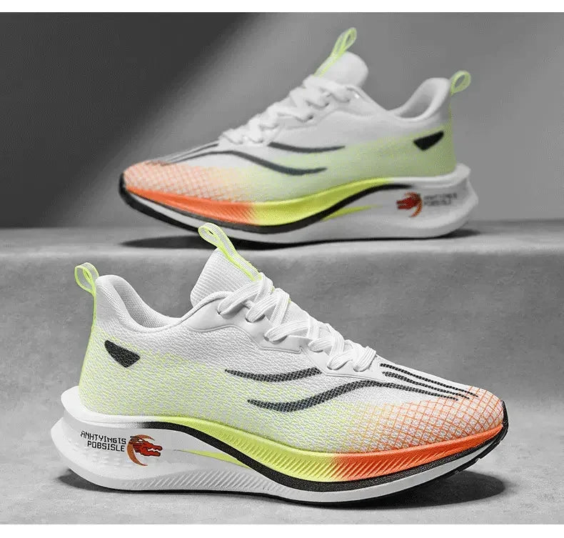 Marathon Air Cushion Carbon Plate Sports Running Shoes Men Breathable Lightweight Women's Comfortable Athletic Nonskid Sneakers