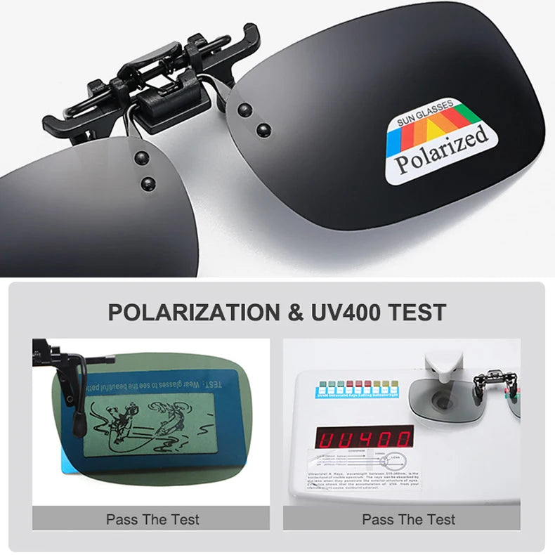 Polarized Clip Sunglasses 2Pcs Set Myopia Glasses Clip Driver Fishing Night Vision Myopia Clipon Sun Shading Eyeglasses