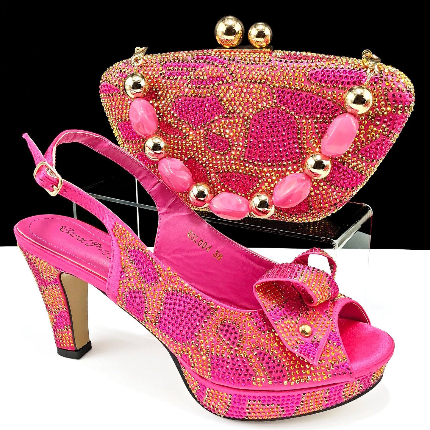 Fashion Design African Style Banquet Shoes And Bag Sexy High Heels And Full Diamond Dual Purpose Mini Bag Ladies Shoes