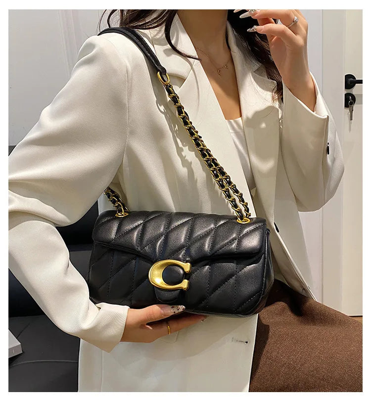 Luxury Fashion Women's Chain Handbag PU Leather Girls Shoulder Messenger Bag Brand lightweight Commuting Bag Tassel Square Bag