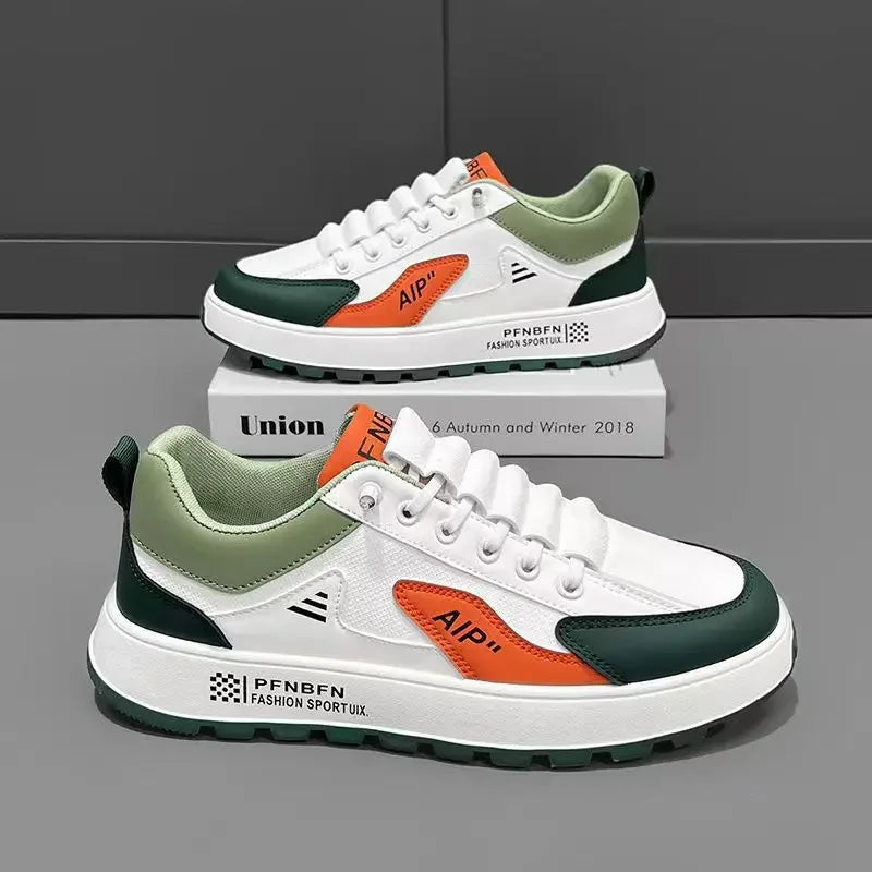 Men's Low Top Leather Sneakers - Fashionable Running & Casual Lace - Up Shoes