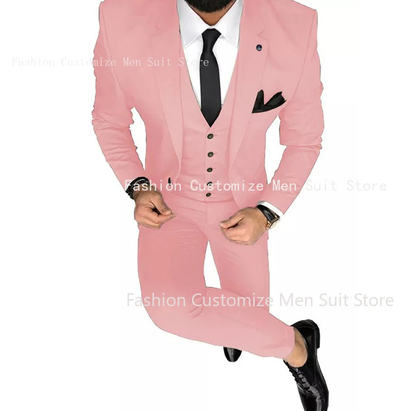 Latest Olive Green Men Suits for Groom 3 Piece Classic Wedding Tuxedo Notched Lapel Best Man Slim Fit Blazer trajes de hombre