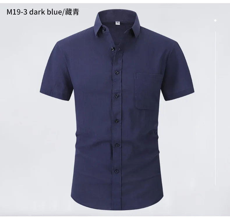 Men's short-sleeved shirts are casual, trendy, comfortable, cool on the street, versatile, simple and slimming in summer