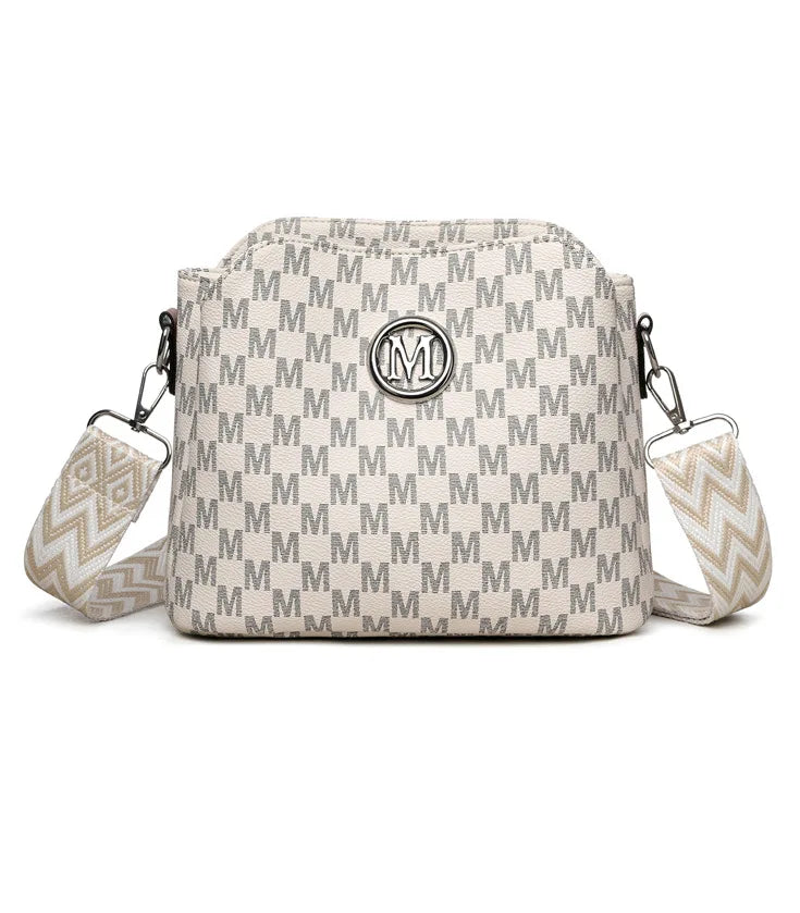 Synthetic Faux Leather Shoulder Bag For Women Retro Crossbody Bag with Golden "M" Monogram, Purse Work, Travel, Parties & Gifts