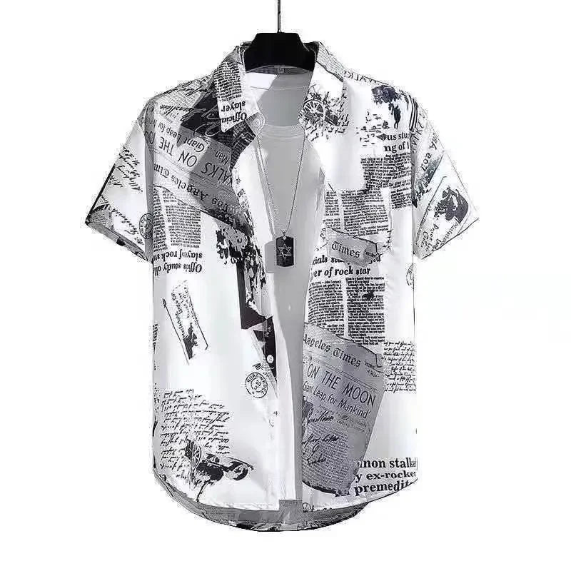 Men's Short Sleeve Shirts Summer Flower Print Top Men Hawaii Beach Outdoor Party Breathable Street Social Shirt