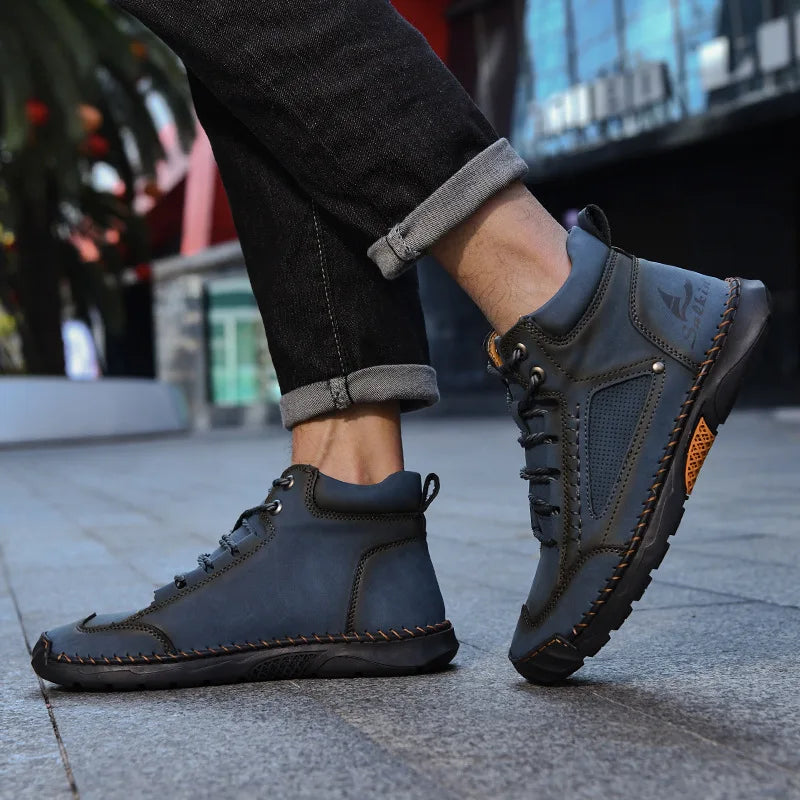 New 2025 Handmade Men Boots Design Sneakers Man Outdoor Casual Leather Men Shoes Ankle Boots Fall Breathable Hot Sale