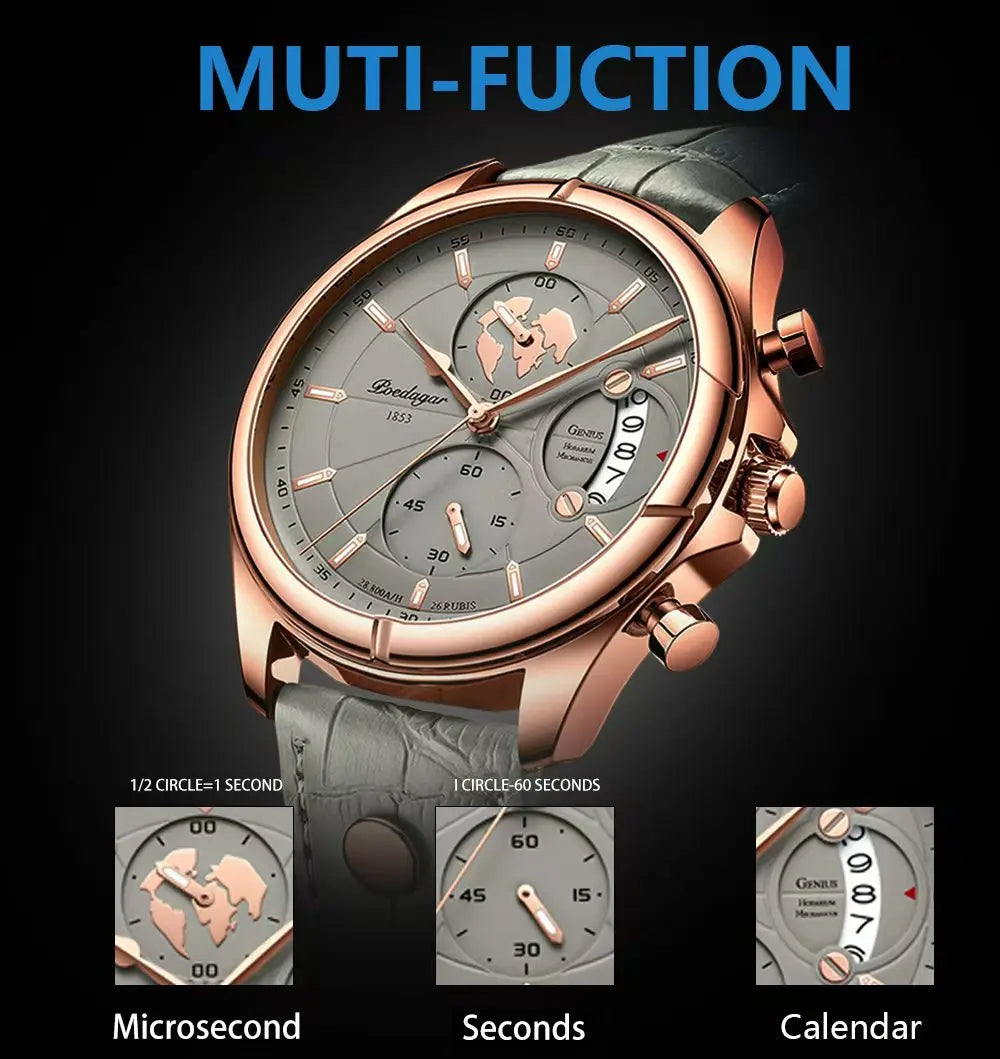 POEDAGAR Luxury Watches For Men Chronograph Date Waterproof Luminous Man Watch Leather Quartz Business Men's Watch with Box Gift