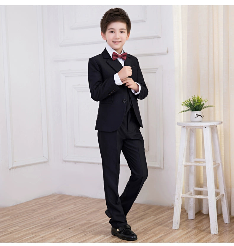 White Kids Boy Host Piano Handsome Suit