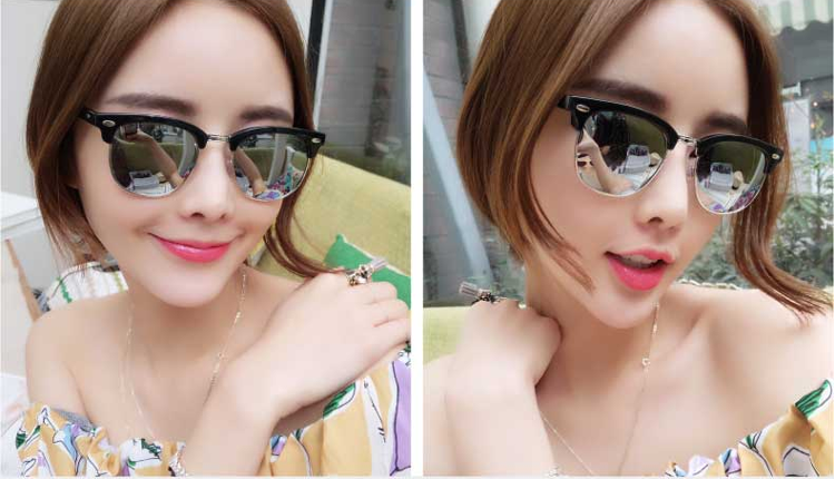 European and American Hipsters Metal Semi-Rimless Sunglasses Retro Polarized Sunglasses Men's and Women's Fashion Accessories Personalized Glasses