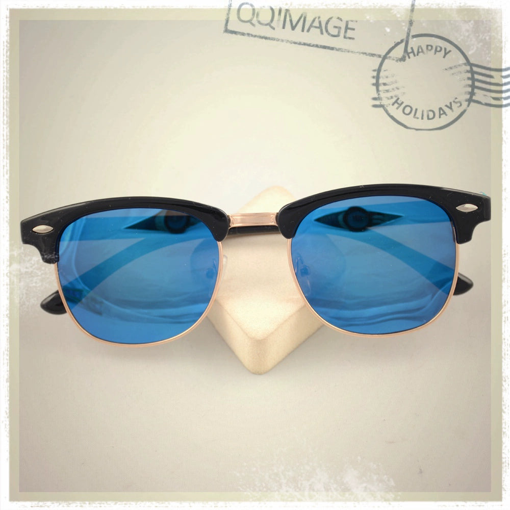 European and American Hipsters Metal Semi-Rimless Sunglasses Retro Polarized Sunglasses Men's and Women's Fashion Accessories Personalized Glasses