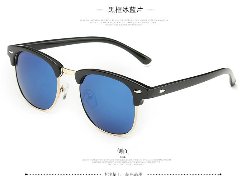 European and American Hipsters Metal Semi-Rimless Sunglasses Retro Polarized Sunglasses Men's and Women's Fashion Accessories Personalized Glasses