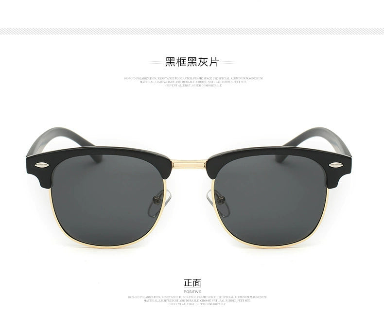 European and American Hipsters Metal Semi-Rimless Sunglasses Retro Polarized Sunglasses Men's and Women's Fashion Accessories Personalized Glasses