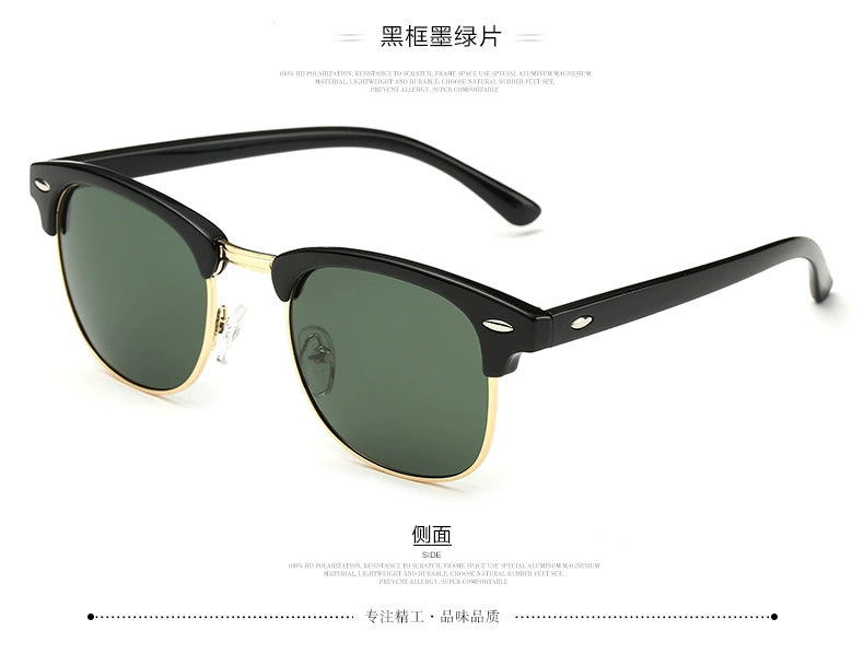 European and American Hipsters Metal Semi-Rimless Sunglasses Retro Polarized Sunglasses Men's and Women's Fashion Accessories Personalized Glasses