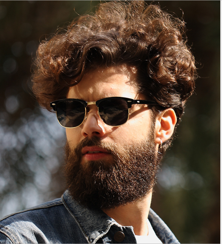 European and American Hipsters Metal Semi-Rimless Sunglasses Retro Polarized Sunglasses Men's and Women's Fashion Accessories Personalized Glasses