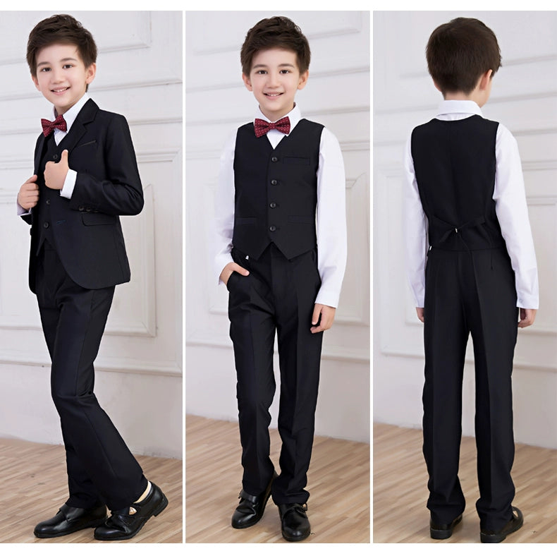 White Kids Boy Host Piano Handsome Suit