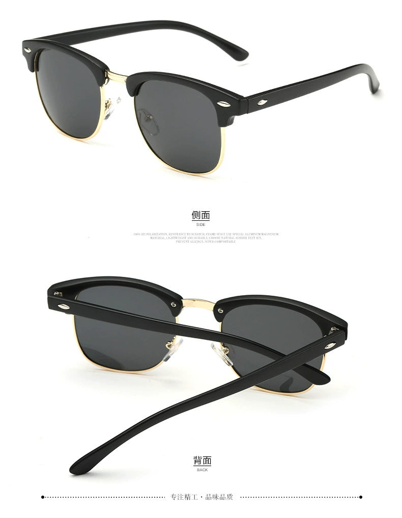 European and American Hipsters Metal Semi-Rimless Sunglasses Retro Polarized Sunglasses Men's and Women's Fashion Accessories Personalized Glasses