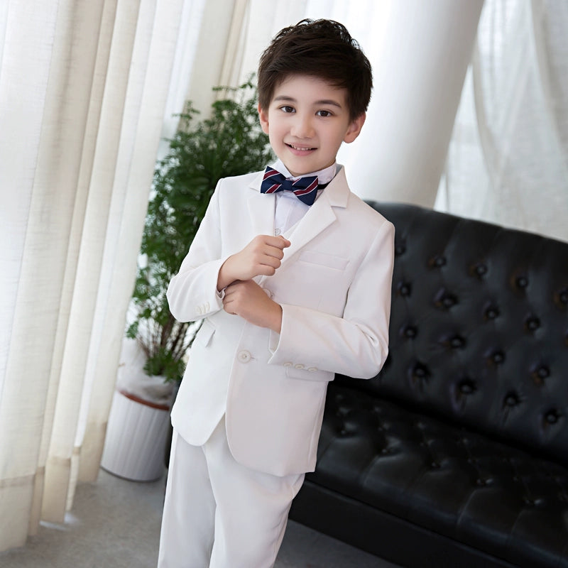 White Kids Boy Host Piano Handsome Suit