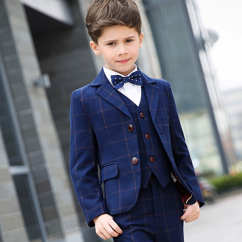 White Kids Boy Host Piano Handsome Suit