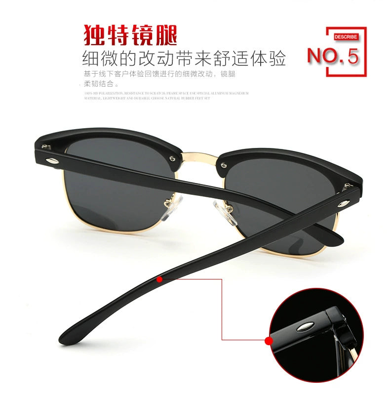 European and American Hipsters Metal Semi-Rimless Sunglasses Retro Polarized Sunglasses Men's and Women's Fashion Accessories Personalized Glasses