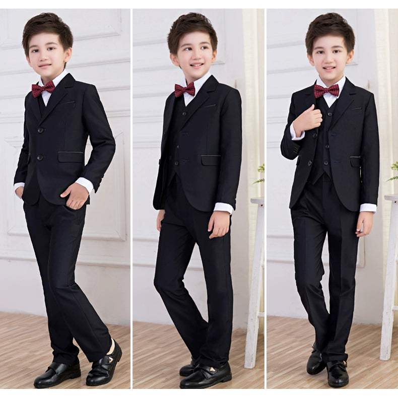 White Kids Boy Host Piano Handsome Suit
