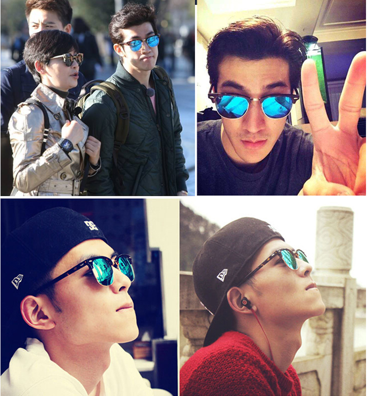 European and American Hipsters Metal Semi-Rimless Sunglasses Retro Polarized Sunglasses Men's and Women's Fashion Accessories Personalized Glasses