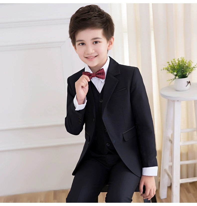 White Kids Boy Host Piano Handsome Suit