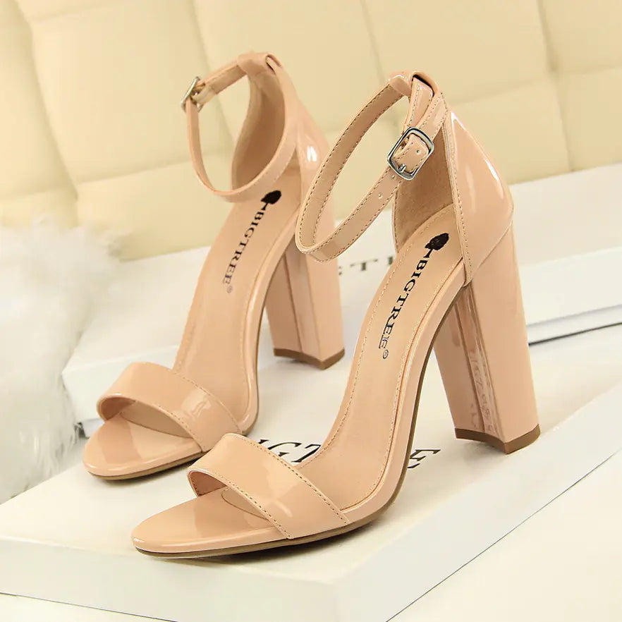 Summer High Heels, Fashionable Simple Chunky Sandals