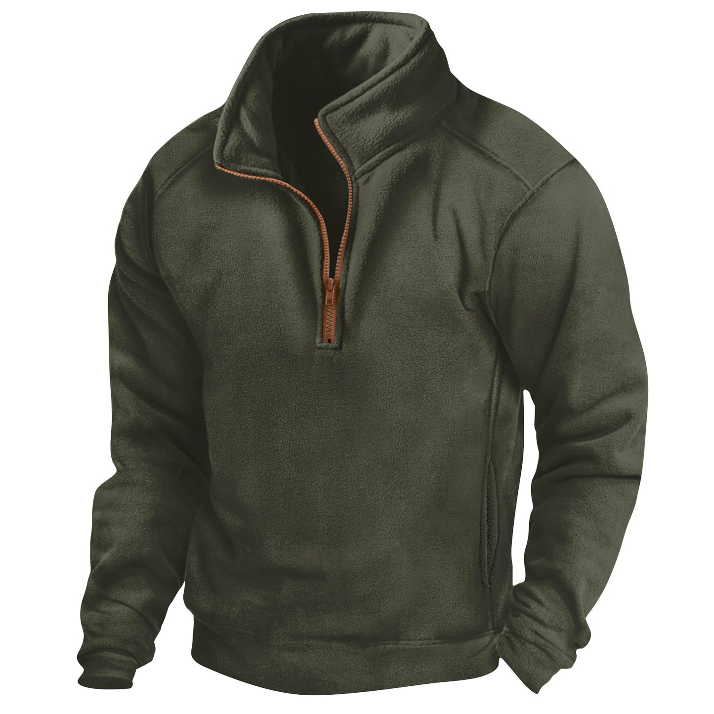 Men's Stand Collar Half Zip Long-sleeved Sweater