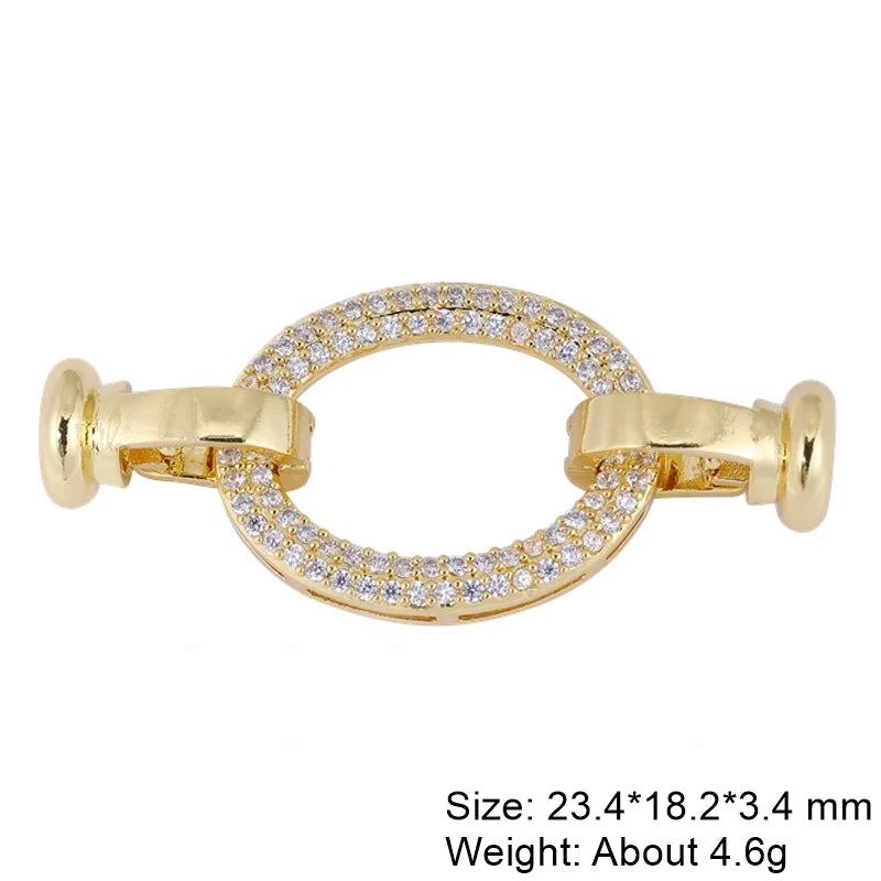 Juya Handmade Cubic Zirconia 18K Real Gold Plated Fastener Snake Hooks Clasps Accessories For Luxury Beads Chains Jewelry Making