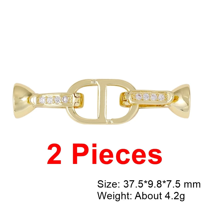 Juya Handmade Cubic Zirconia 18K Real Gold Plated Fastener Snake Hooks Clasps Accessories For Luxury Beads Chains Jewelry Making