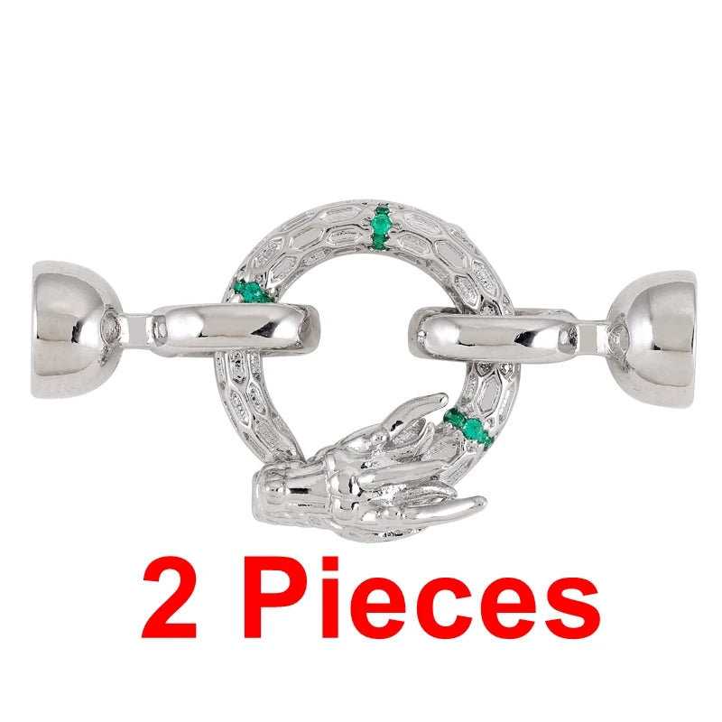 Juya Handmade Cubic Zirconia 18K Real Gold Plated Fastener Snake Hooks Clasps Accessories For Luxury Beads Chains Jewelry Making