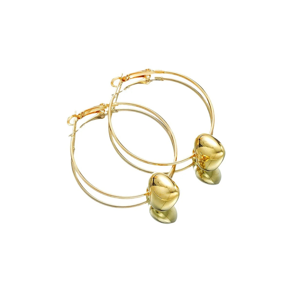 Heart Pendant Drop Earrings - Gold Circle Hoops | Korean Style | KHYAL&Co