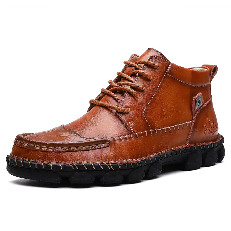 Winter Cowhide Casual British Middle Cut Leather Boots