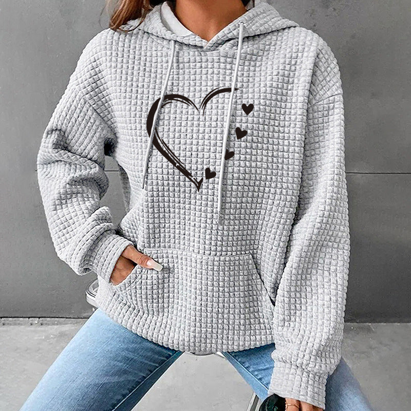 Autumn And Winter Women's New Hooded Long Sleeve Heart-shaped Sweater